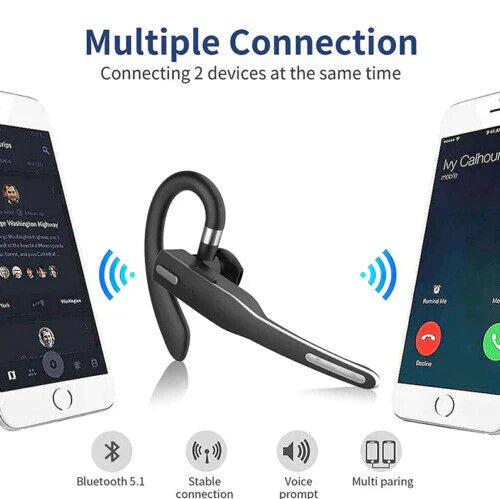 Dual Mic Wireless Bluetooth 5.1 Noise Cancelling Trucker Headset/Earpiece