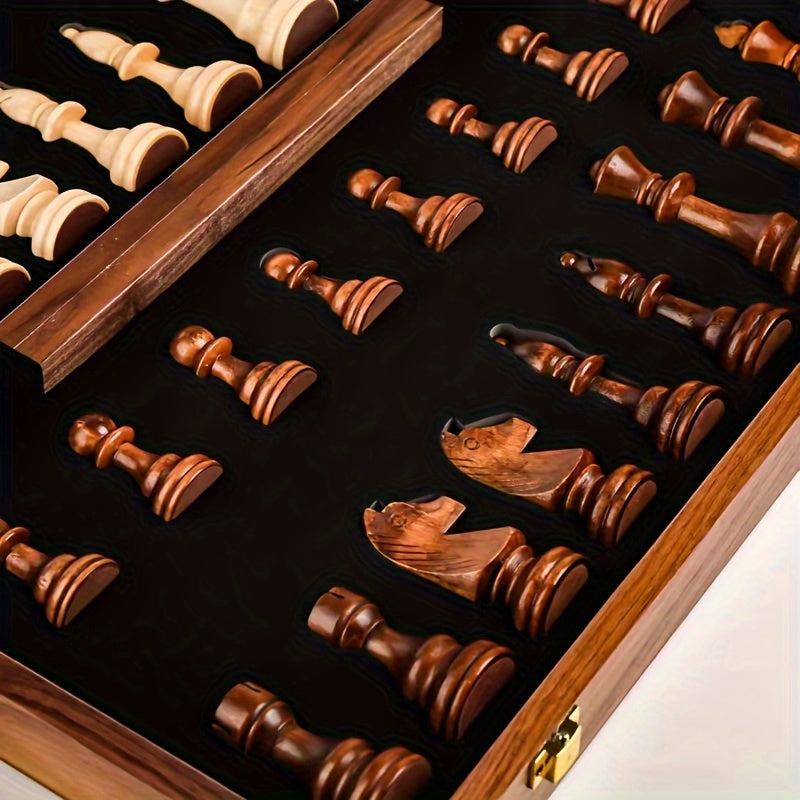 Wooden Chess Set | Chess Board with Pieces | Foldable & Portable