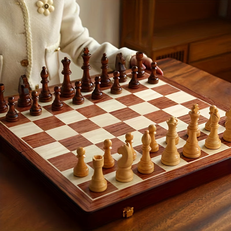 Wooden Chess Set | Chess Board with Pieces | Foldable & Portable