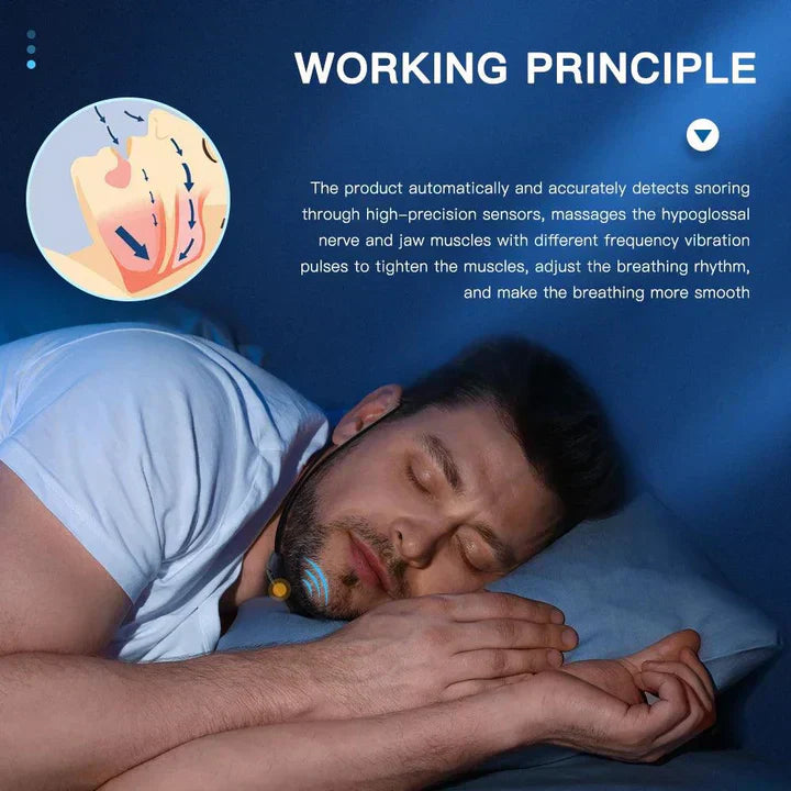 Portable Smart Anti-Snoring Device with EMS Pulse for Comfortable Sleep and Sleep Apnea Relief - USB Rechargeable