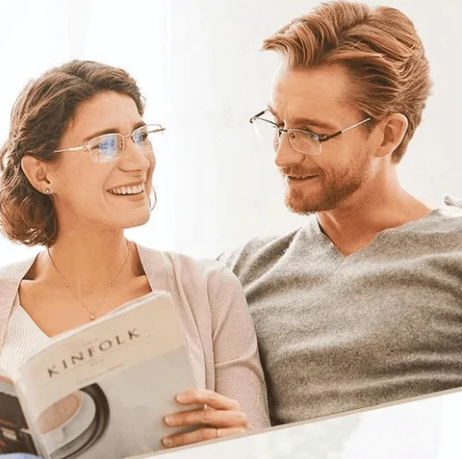 Intelligent Reading Glasses with Progressive Lenses | Ultra-Light Design & Blue Light Filter | Suitable for Near & Distant Vision | Titanium TR90 Frame