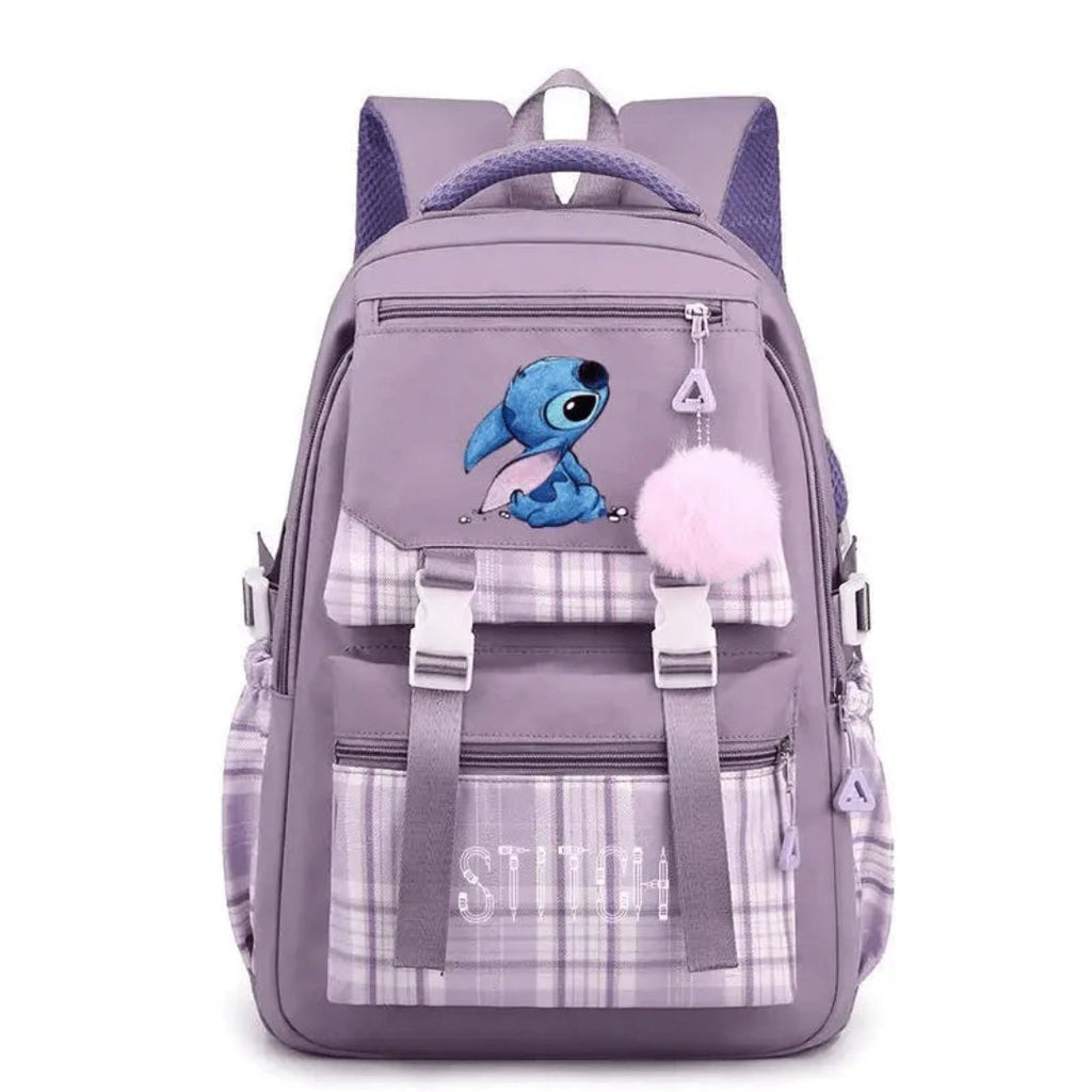 Spacious School Backpack with Stitch Design