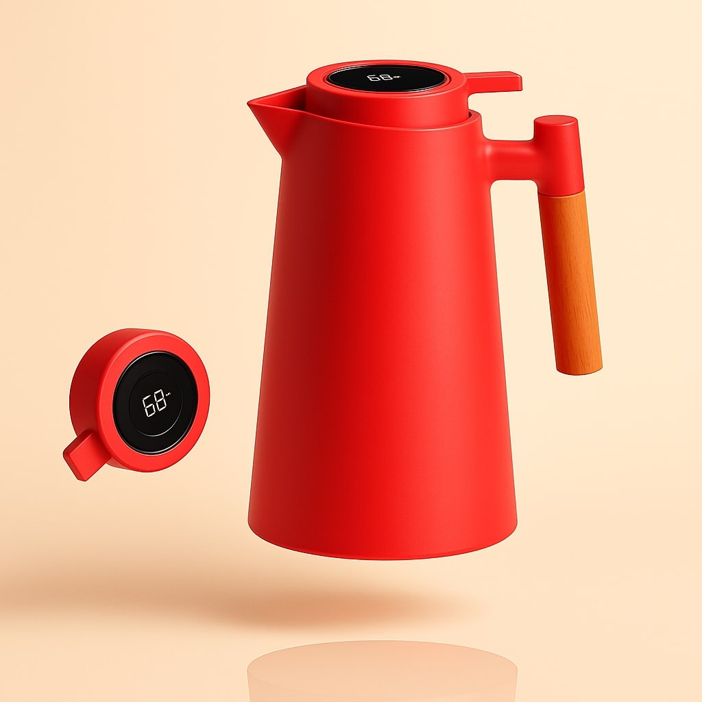 Thermal Carafe with Temperature Display | 1 Liter Insulated Jug for Coffee & Tea