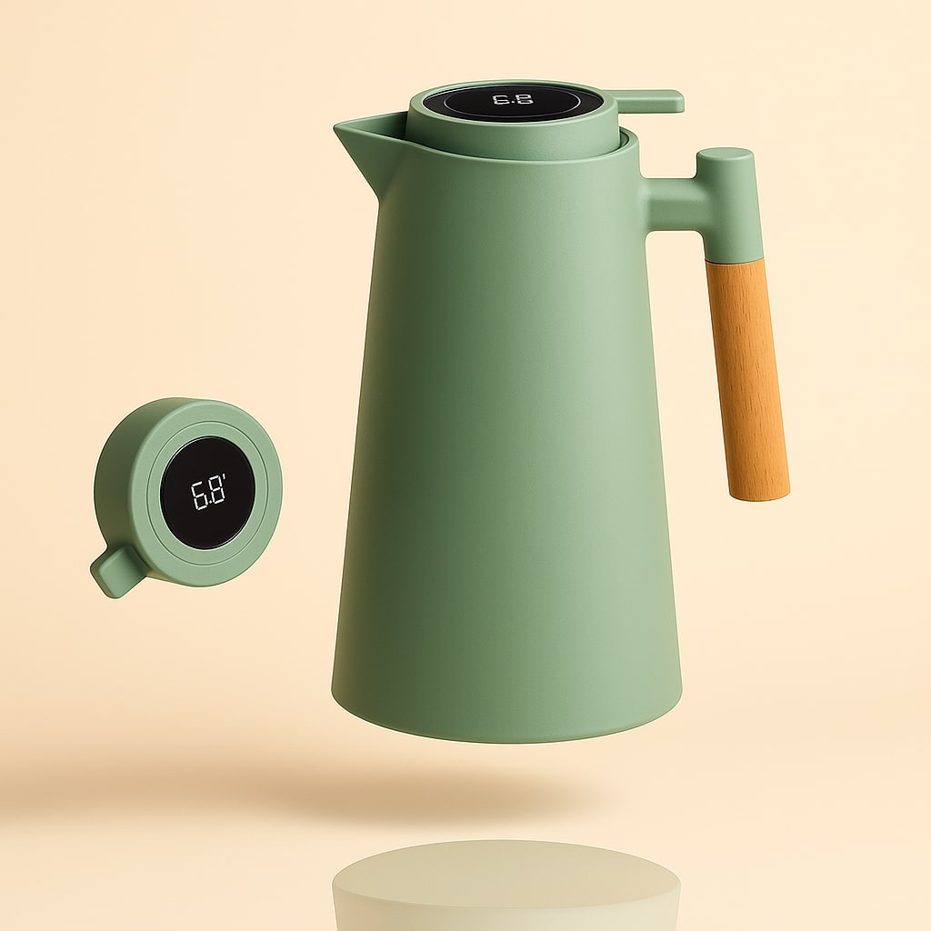 Thermal Carafe with Temperature Display | 1 Liter Insulated Jug for Coffee & Tea