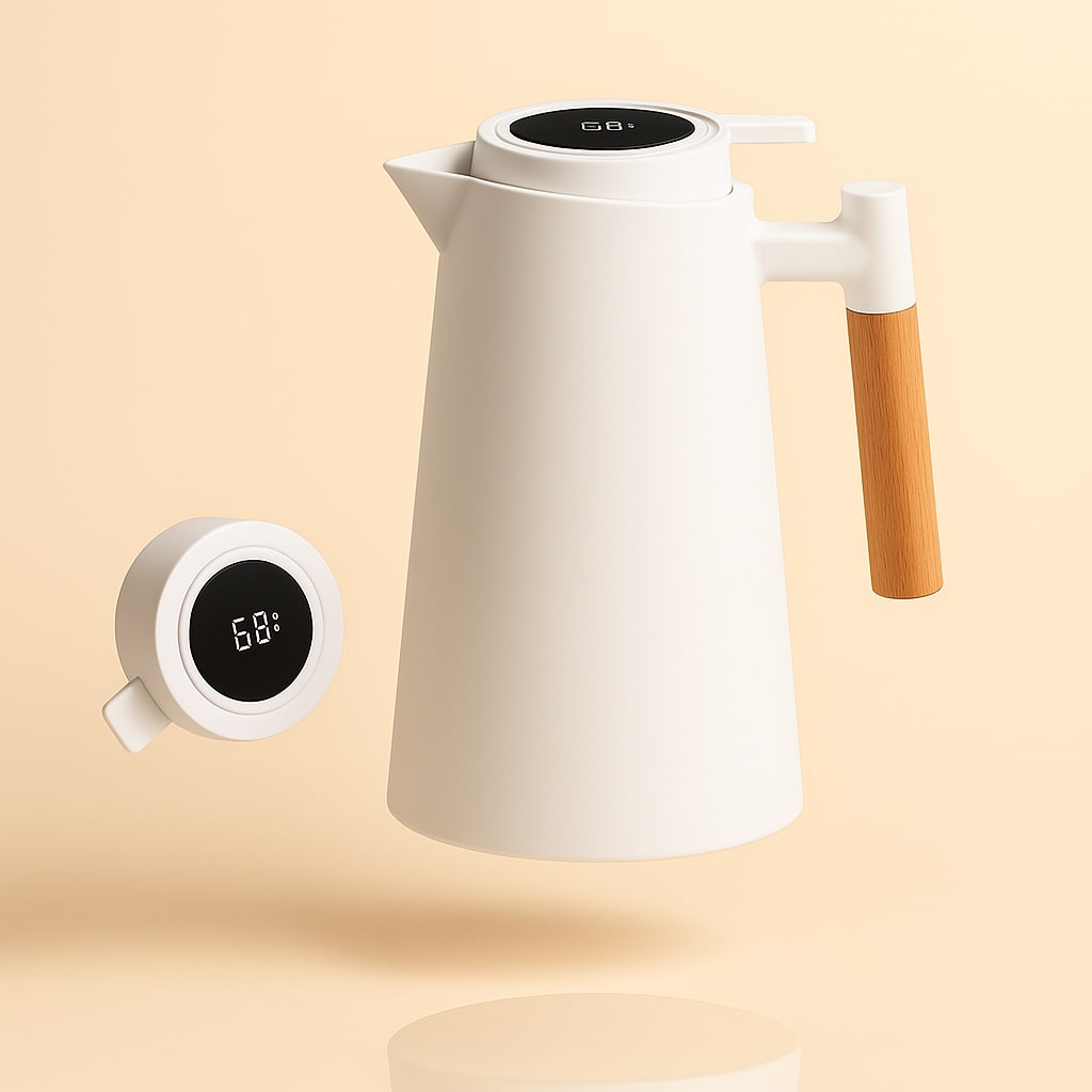 Thermal Carafe with Temperature Display | 1 Liter Insulated Jug for Coffee & Tea