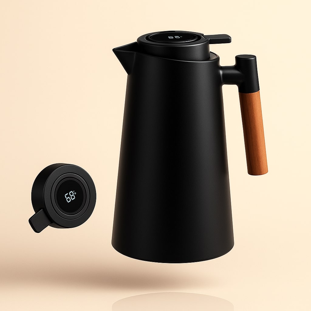 Thermal Carafe with Temperature Display | 1 Liter Insulated Jug for Coffee & Tea