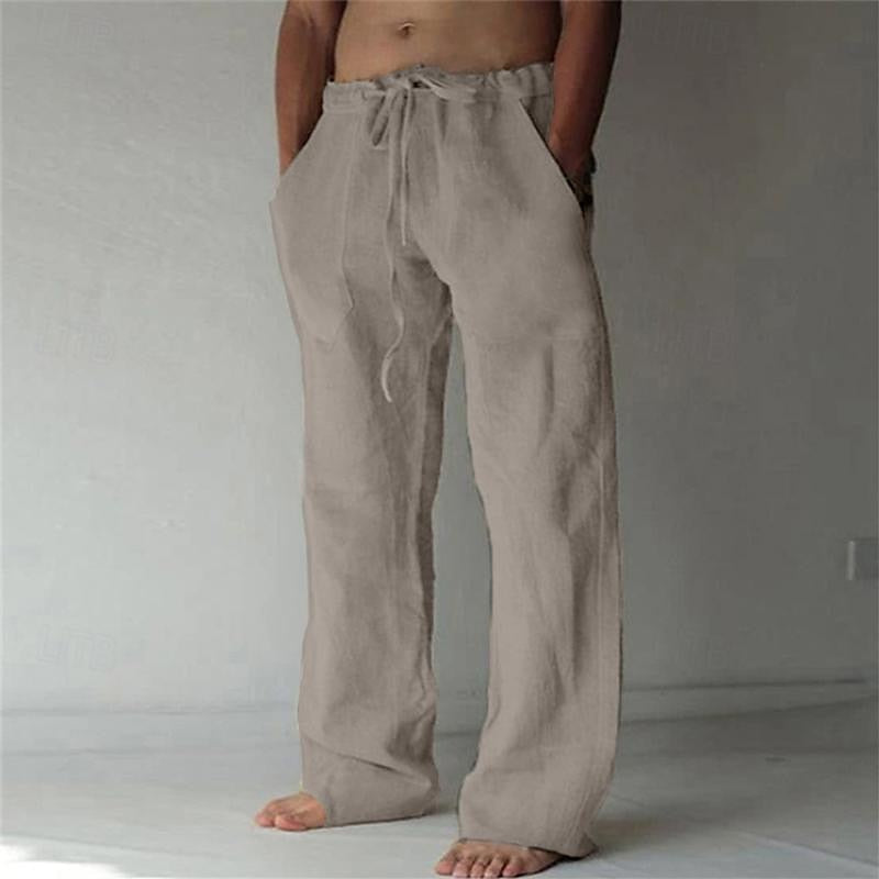 Men's Summer Long Linen Pants | with Drawstring