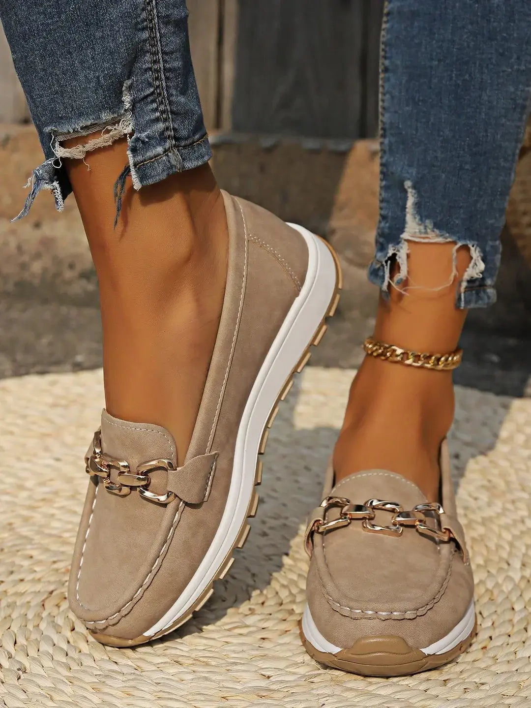 Women's Flat Buckle Loafers | Retro