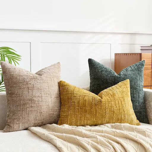 Chenille Decorative Cushion with Bamboo Texture in Solid Color for Sofa and Bedroom