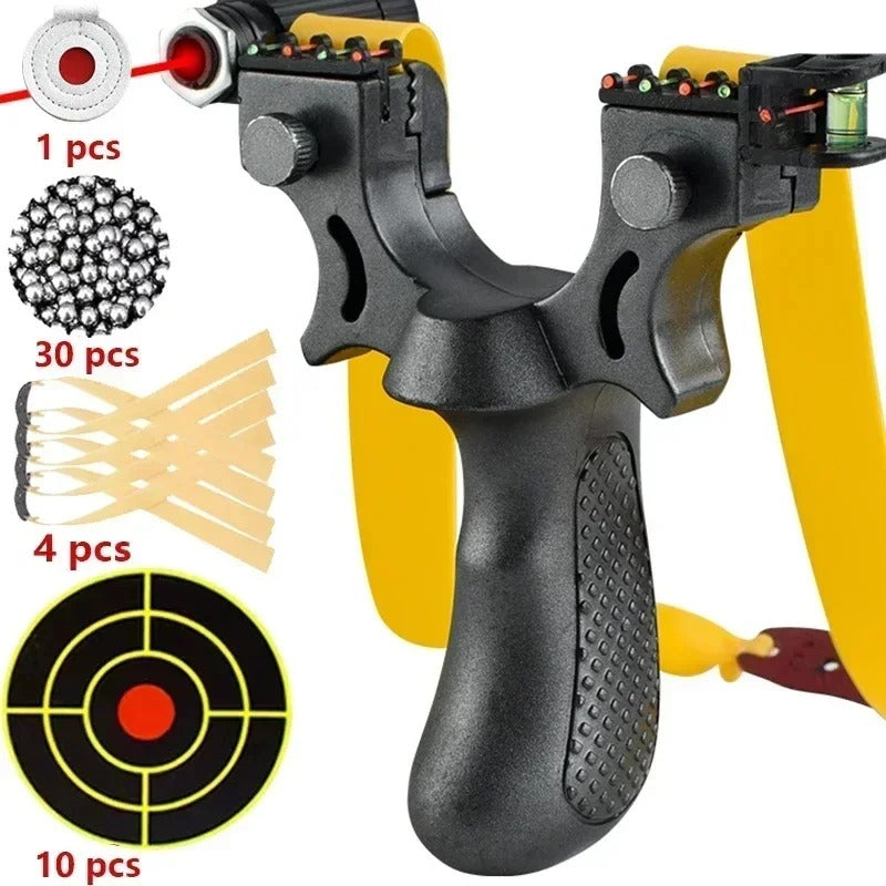 Precision Slingshot with Laser Sight, Level, and Anti-Slip Grip